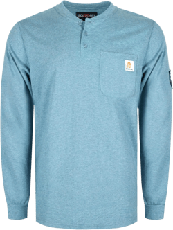 BOCOMAL FR Shirts Flame Resistant Shirt 5.5oz 100% Cotton Light Weight CAT2 Fire Retardant Henley Shirts X-Large Heather Blue