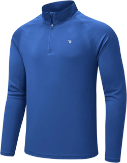 BGOWATU Men's Hiking Shirts Long Sleeve Sun Shirts UPF 50+ Quarter Zip Pullover Quick Dry Rash Guard Dark Blue XX-Large