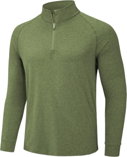 TACVASEN Men's 1/4 Zip Shirts Long Sleeves Lightweight Sun Protection UPF 50+ Tops Running Workout Golf Green Large
