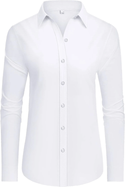 siliteelon Button Down Shirts Dress Shirts for Women Long Sleeve Womens Work Shirts Regular Fit Cotton Dress Shirts 4X-Large White