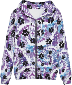 SYtrade Womens Zip Up Hoodies Long Sleeve Sweatshirts Spring Casual Full Zip Jackets with Pockets X-Small Paw Tie Dye Purple