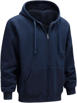 Hoodies for Men Heavyweight Sherpa Fleece Lined Sweatshirt Full Zip Up Thick Winter Coats Hooded Warm Jacket X-Large Navy