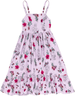 Disney Princess Big Girls Square Neck Smocked Cami Maxi Dress Lilac Princesses 16