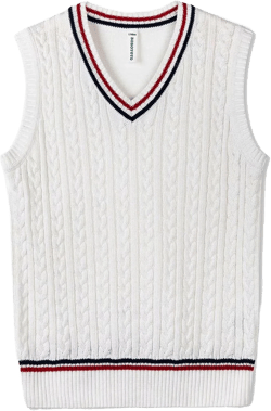 BOBOYOYO Boys Sweater Vest Unisex Cable Knit 100% Cotton Toddler Uniform Vest for Little Big Childrens Kids Teenage Girls 5-6 Years White
