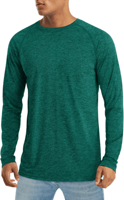 MAGCOMSEN Men's Long Sleeve Shirt Quick Dry UPF 50+ Sun Protection Lightweight T-Shirt Athletic Workout Fishing Tee XX-Large Emerald Green