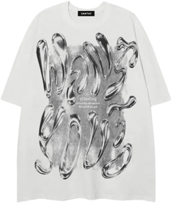 Vamtac Liquid Metal Graphic Tees Vintage Cotton T Shirts Y2k Oversized Tee Shirts Unisex Summer Tops White X-Large