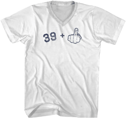 39 + Middle Finger Adult Cotton V-neck T-shirt