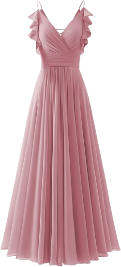 CWOAPO V Neck Bridesmaid Dresses for Women Long Ruffles Chiffon Spaghetti Straps A Line Pleated Formal Evening Gowns 10 Dusty Rose