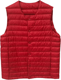 Men's Down Vest Male Collarless Lightweight Puffer Vest Man Winter Warm Quilted Sleeveless Jacket Small Red