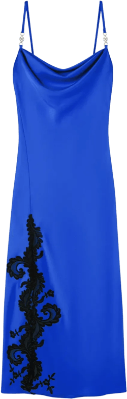 Barocco-lace embellished satin midi dress