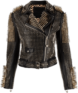 studded leather biker jacket