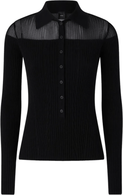 ribbed long-sleeved polo shirt 