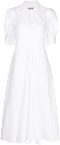 V-neck organic cotton midi dress