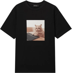 graphic cat-print T-shirt