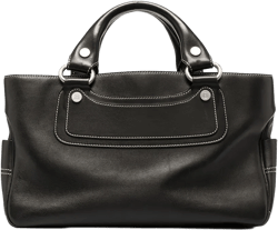pre-owned contrast stitching tote bag