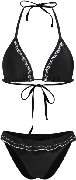 Floral Ruffle Triangle Cheeky Bikini Set