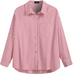 Collar Striped Button Long Sleeve Shirt Curve & Plus