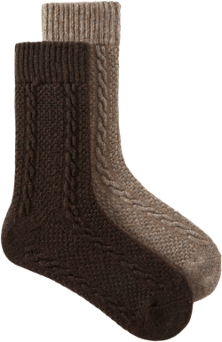 2 PAIRS CABLE WOOL-BLEND CREW SOCKS