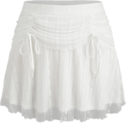 Lace Ruched Mini Skirt Curve & Plus