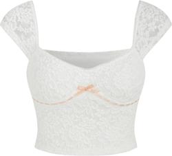 Solid Lace Bowknot Blouse
