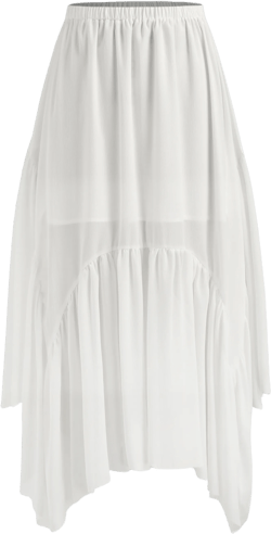 Chiffon Mid Rise Ruffle Hem Maxi Skirt