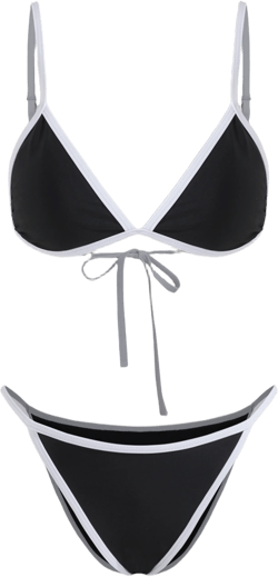 V-neck Contrasting binding Knotted Triangle Cheeky Bikini Set