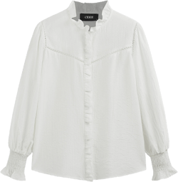 Collar Long Sleeve Lettuce Trim Blouse