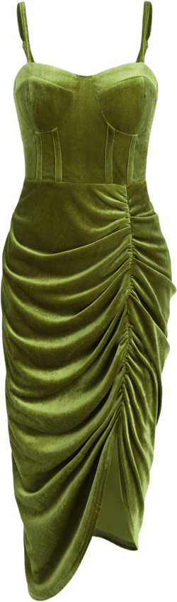 Velvet Ruched Cami Dress