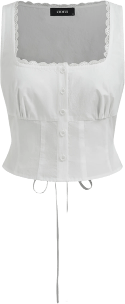 100% Cotton Lace Trim Crop Tank Top
