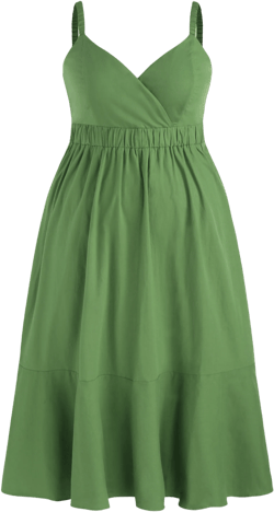 V-neck Solid Ruffle Hem Maxi Dress Curve & Plus