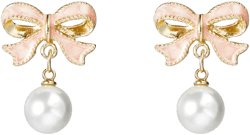 BOWKNOT FAUX PEARL DROP EARRINGS