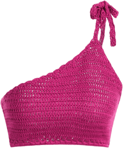 Solid One Shoulder Crochet Tank Top