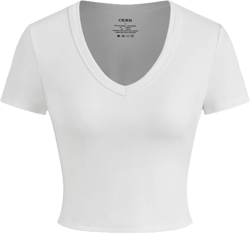 Contour Double Layered V-neck Solid Short Sleeve Tee