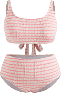 Scoop Neckline Striped Bracelet Cheeky Bikini Set Curve & Plus