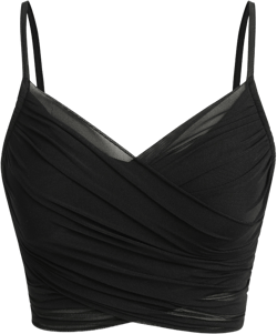 Mesh V-neck Ruched Crop Top