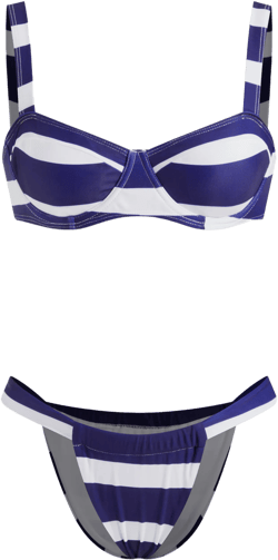 V-neck Stripe Underwire Bikini Set