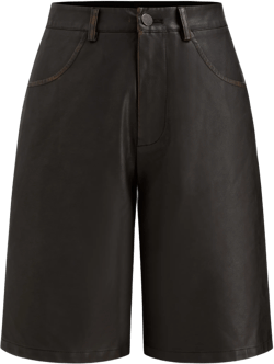 Faux Leather Mid Rise Washed Pocket Bermuda Shorts