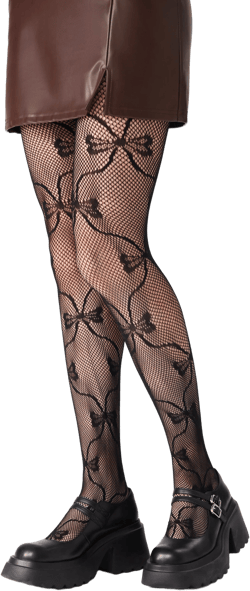 BOWKNOT FISHNET SUSPENDER STOCKINGS
