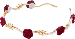 FLOWER & FAUX PEARL METALLIC HEADBAND