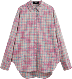100% Cotton Collar Check Oversized Blouse