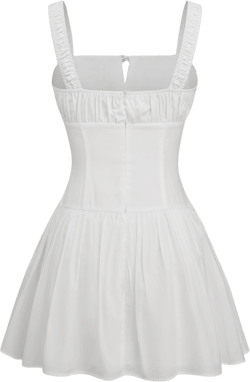 Square Neck Ruffle Knotted Ruched Straps Mini Dress