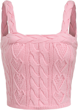 Cable Knitted  Square Neck Crop Tank Top 