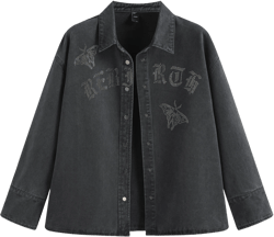 Denim Butterfly Button Up Blouse Curve & Plus