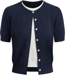 Two Tone Round Neckline Button Top