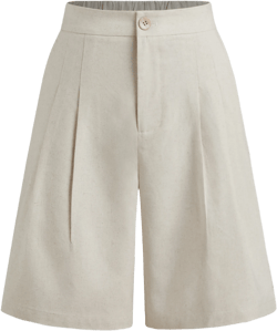 Linen-blend Mid Rise Solid Shorts