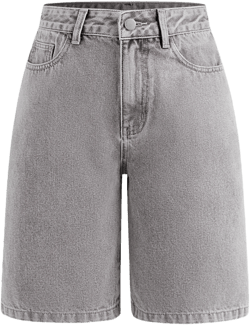 Cider Denim Mid Rise Solid Straight Leg Shorts