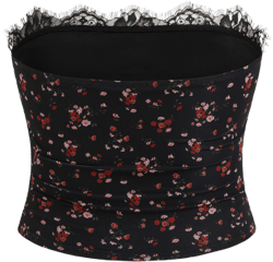 Mesh Ditsy Floral Bandeau Top With Scarf Curve & Plus