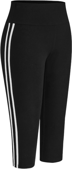 Cotton-blend Low Rise Side Stripe Knee Length Leggings