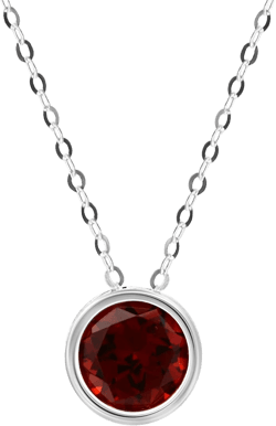 MAX + STONE 14K Gold Gemstone Pendant with 7mm Round Bezel Birthstone | Dainty Round Necklace for Women with Gold 18 Inch Cable Chain | Secure Clasp Pendants with Gift Box Genuine Garnet White Gold