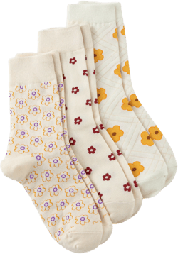 3 Pairs Floral Pattern Crew Socks Set